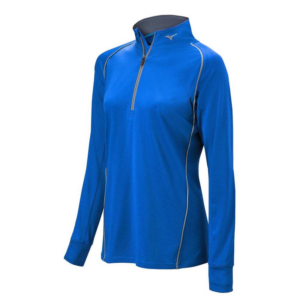 Womens Mizuno Comp 1/2 Zip Long Sleeve Pullover Royal Philippines (BXNJQC392)